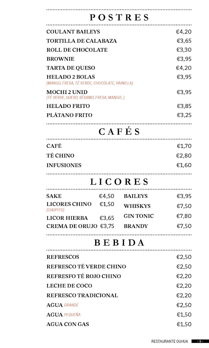 Menu Restaurante Ouhua-10